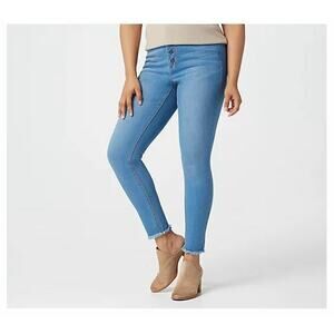 DU JOUR NEW $59 Regular Button Front Skinny Jean Light Wash Size 16